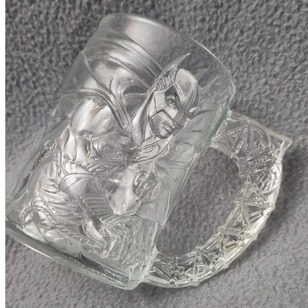 Vintage 1995 McDonalds Batman Forever Glass Mug Embossed DC Comics Collectible